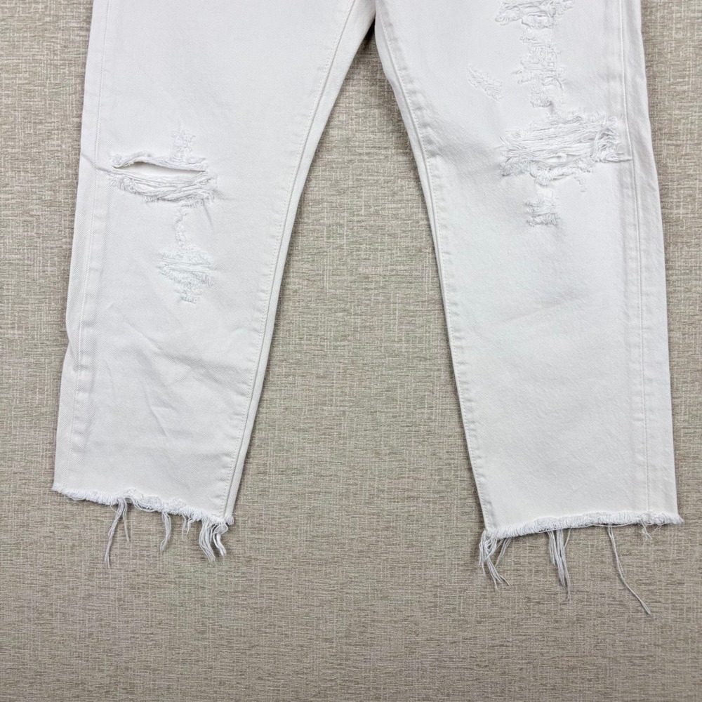 Women's Levis 501 Original Fit Distressed White Jeans‎ 29 Raw Hem Distressed - Picture 2 of 9